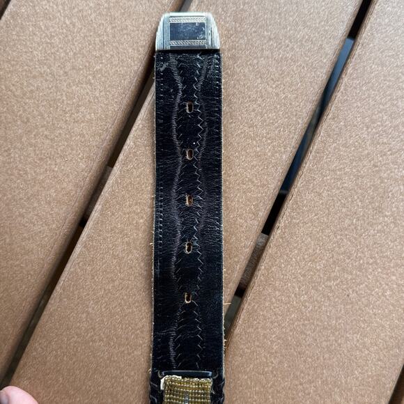 Vintage Black and Blue Beaded Leather Belt Small main image 10
